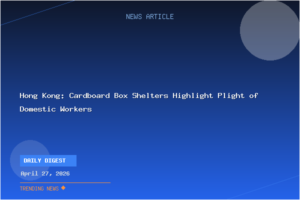 Hong Kong: Cardboard Box Shelters Highlight Plight of Domestic Workers